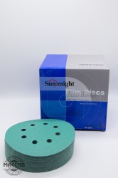 Круг шлифовальный. SUNMIGHT 125ММ Р120 8ОТВ. Зеленый